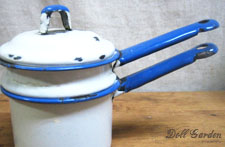 アンティーク　ホーローダブルボイラー(2段式・片手鍋)
